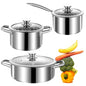 Stainless Steel pots and pans set, 6 Piece Nonstick Induction Kitchen Cookware Set, Works with Induction/Electric and Gas Cooktops, Nonstick, Oven Safe, Camping Cookware - size: 6