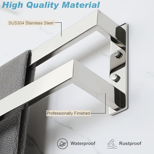 Alise Double Towel Bar, 32" Towel Racks for Bathroom Wall Mounted SUS304 Stainless Steel, Quick Drying Bathroom Towel Holder, Long Heavy Duty Towel Hanger, Polished Chrome - color: Polished Chrome, size: 32-inch