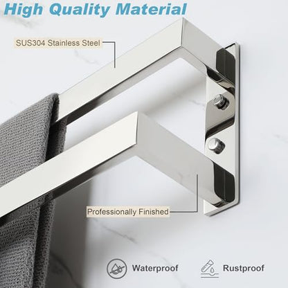 Alise Double Towel Bar, 32" Towel Racks for Bathroom Wall Mounted SUS304 Stainless Steel, Quick Drying Bathroom Towel Holder, Long Heavy Duty Towel Hanger, Polished Chrome - color: Polished Chrome, size: 32-inch
