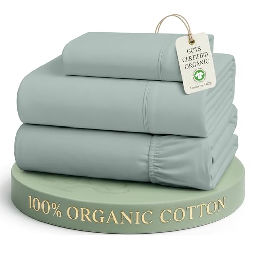 LANE LINEN Twin Bed Sheet Set 100% Organic Cotton Percale 3pc - French Blue | GOTS Certified Organic Cotton Percale Twin Sheet Set - For Hot Sleepers, All-Season Comfort, For Dorm & Guest Rooms - color: French Blue, size: Twin