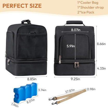 NCVI Breast Pump Bag, Double Layer Removable Pump Bag for Spectra S1, S2, Medela, Breast Pump Backpack with Ice Pack, Insulated Breast Milk Cooler Bag for Working Nursing Moms, Black - color: Black