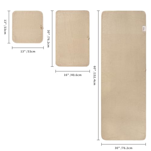POLYTE 430 GSM Microfiber Quick Dry Lint Free Oversize Bath Towel Set, 6 Piece (Waffle Weave) - color: Beige