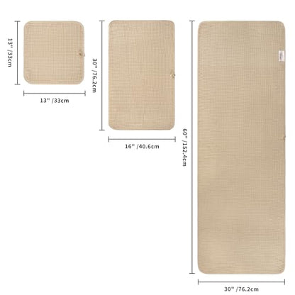 POLYTE 430 GSM Microfiber Quick Dry Lint Free Oversize Bath Towel Set, 6 Piece (Waffle Weave) - color: Beige