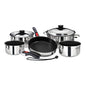 Magma 10 Piece Gourmet Nesting Stainless Steel Cookware Set with Ceramica Non-Stick, Induction Compatible, Oven Safe to 500°F - Suitable for All Stovetops, Removable Handles, Silver - color: Stainless Steel, style: 10 Piece, Non-stick