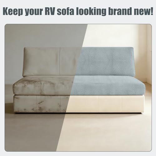 2 Piece RV Couch Covers for Sofa Bed, Stretch Elastic Camper Slipcover for RV Jackknife Sofa Bed, Washable Anti-Slip Furniture Protector, Pet Friendly & Wrinkle Free (Grey) - color: Grey