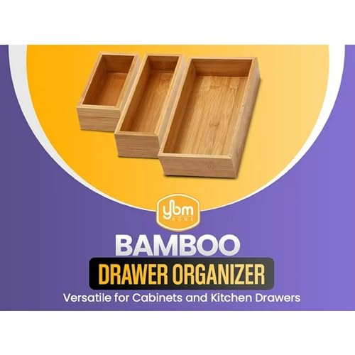 YBM HOME Bamboo Drawer Organizer Storage Box for Kitchen Drawer, Junk Drawer, Office, Bedroom, Children Room, Craft, Sewing, and Bathroom, 6x12x2 inch - size: 6x12x2 inch