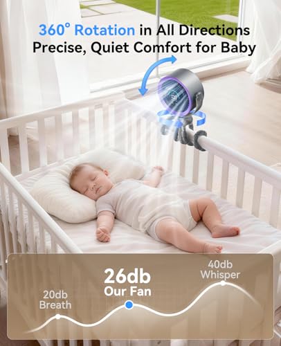 KIMMOO Portable Baby Stroller Fan, 360° Adjustable Quiet Rechargeable USB Fan with LED Display, 100 Speeds Safe Clip Fan for Stroller, Powerful Cooling Fan for Golf Car Seat Treadmill Travel, Grey - color: Grey