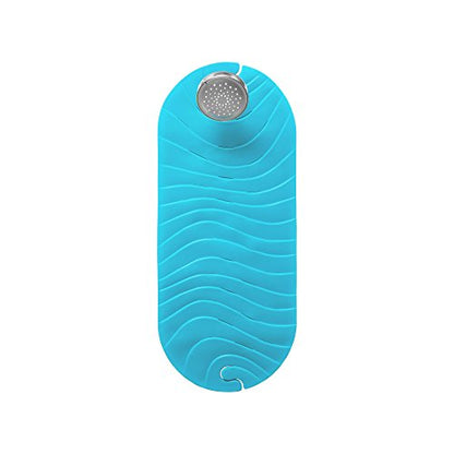 Boon B11192 RIPPLE Textured Non Slip Baby Bath Tub Mat with Hanging Hook and Drain Holes, Blue - style: Ripple