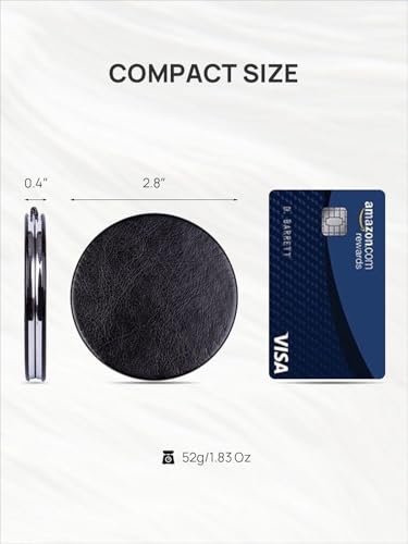 OMIRO 1X/10X Compact Magnifying Mirror, Unique Painting Pocket Mirror with Classical PU Leather (Round, Black Dog) - color: Black Dog