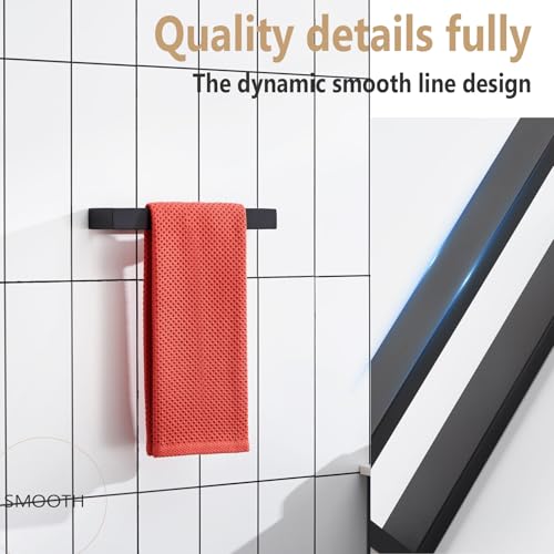 KOKOSIRI Towel Bar Matte Black Hand Towel Holder 12-Inch Kitchen Rack Stainless Steel for Bathroom Hardware Wall Mounted, 1 Pack B4008BK-L12 - color: Matte Black, size: 12-Inch