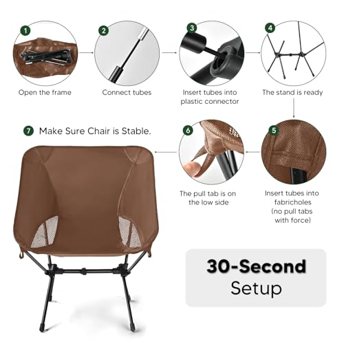 Lightweight Portable Camping Chair - Folding Backpacking Hiking Chair with Carry Bag for Outdoor Travel, Beach, Picnic, Festival (Brown) - color: Brown