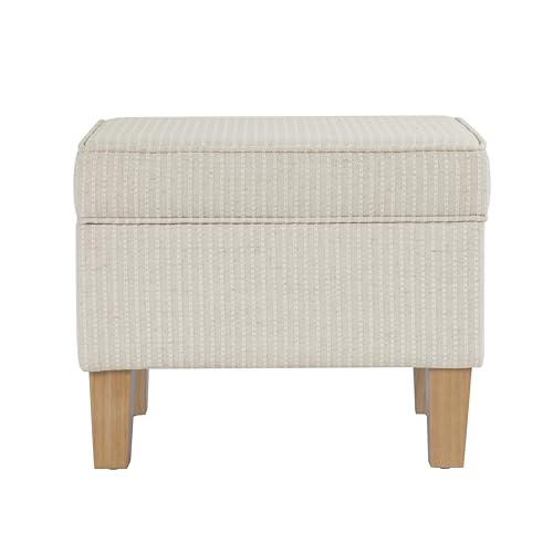 HomePop 22" Modern Rectangular Storage Ottoman - White Woven Stripe - color: White Woven Stripe