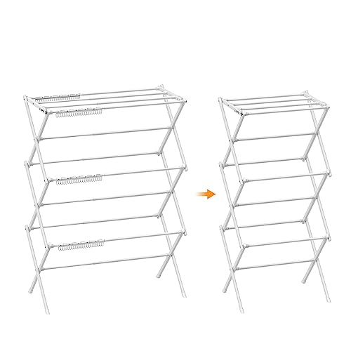 Foldable Drying Rack Clothing,Clothes Drying Rack Folding Indoor and Outdoor Rack,Laundry Drying Rack Collapsible-White… - color: White