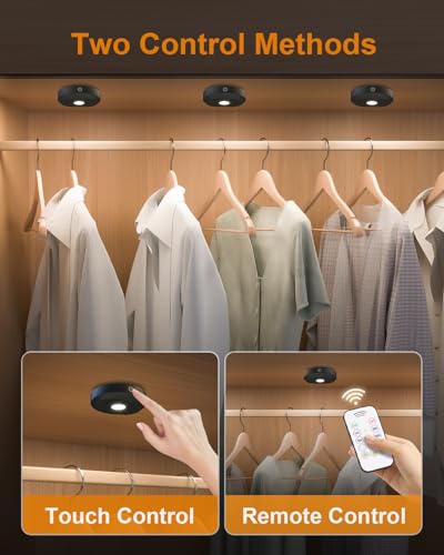 WILLED Puck Lights with Remote Control,3 Colors Under Cabinet Lighting Wireless,Rechargeable Battery LED Tap Light,Timer Function Stick On Lights for Kitchen,Cabinet,Counter,Closet, Shelf,3 Pack - color: 3000K/4500K/6000K