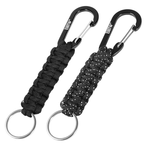 EOTW Paracord Keychain for Men Women Paracord Carabiner Backpack Keychain with Aluminum Clip for Camping Hiking Outdoor Gear - color: Black+black White Polka Dot