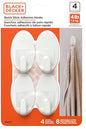 Black+Decker Solid Wall Hooks, Quick Stick Adhesive, Removeable, 4 Wall Hooks, 8 Adhesive Strips, Hang Decorations Without Damaging Walls, up to 4lbs., White - size: 4 Oval Hooks