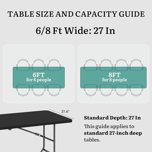 YITAHOME 6ft Folding Tables Heavy Duty Folding Table with Carrying Handle Plastic Fold up Table for Outdoor Camping Picnic Parties/Indoor Events All in Black - color: Black