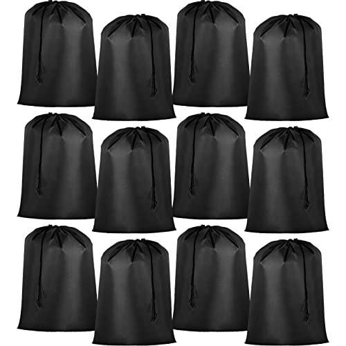 Woanger 12 Pack 28 x 45 Inch Extra Large Laundry Bags Bulk Washable Travel Laundry Bag with Drawstring Closure Large Dirty Clothes Organizer for College Dorm Home Hotel Camping(Black) - color: Black