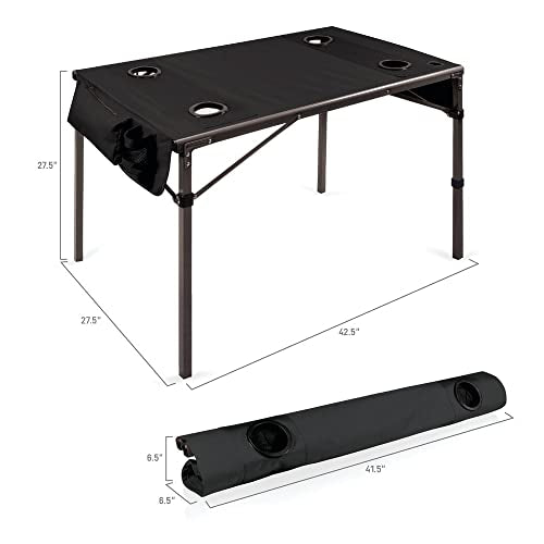 PICNIC TIME NCAA Virginia Cavaliers Travel Table Portable Folding Table, Camping Table, Outdoor Table with Carry Bag, (Black)