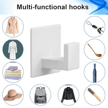 Adhesive Shower Hooks, Towel Hooks for Hanging Robe, Coat, Hat, Loofah, Heavy Duty Wall Hooks Stick on Bathroom, Kitchen and Office (2 Pack, White) - color: White, size: Adhesive "7" Shape -2 Pack
