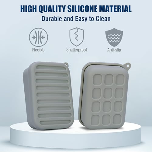 AIMAIAIMAI Leak-Proof Silicone Travel Soap Case with Drainage Lid/Layer, Compact Bar Soap Container, Durable Soap Holder for Camping, Gym, and Travel Size Toiletries (Gray) - color: Gray