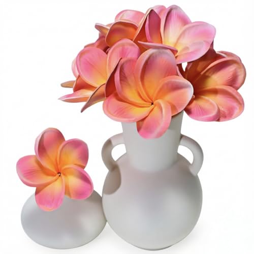 Birthday Gifts for Women 10pcs Pink Orange Flowers PU Real Touch Flowers Hawaiian Plumeria Frangipani Artificial Flowers for DIY Birthday Gifts Wedding Gifts Home Decor Table Centerpiece - color: 806, size: 10pcs