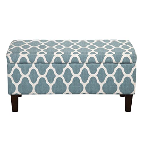 HomePop 36" Storage Ottoman Bench with Hinged Lid - Teal Geometric - color: Teal Geometric