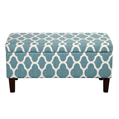 HomePop 36" Storage Ottoman Bench with Hinged Lid - Teal Geometric - color: Teal Geometric