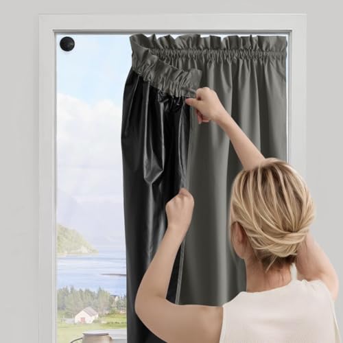 NICETOWN Renter Friendly Portable 100% Blackout Curtains 78 inch Length, Lightweight Sleep Improving Travel Window Treatments Thermal Insulated with Suction Cups for Bedroom, Grey, 1 Panel, W52 x L78 - color: Grey, size: 52"W x 78"L (Pack of 1)