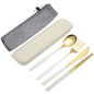 uxcell Travel Utensils with Case, Stainless Steel Portable Silverware, White/Gold - color: White/Gold