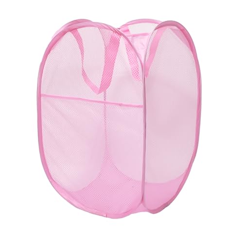 Pop up hamper, the upgraded laundry basket with breathable side pocket mesh. Ideal for room, apartment, dormitory, travel, business trip & kids storage (1,pink) - color: Pink