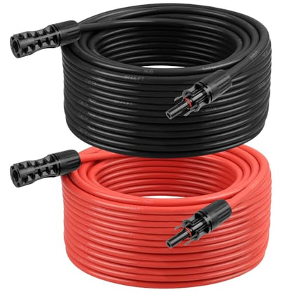 8 AWG Solar Extension Cable 200FT Black + 200FT Red, 8 Gauge Solar Panel Wire Male to Female Tinned Copper Wire for Solar Panel, Automotive, RV, Boat, Outdoors - size: 8AWG 200FT
