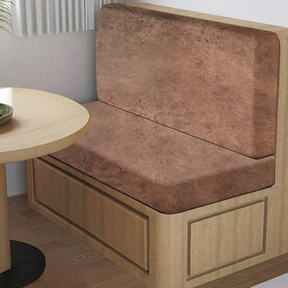 ANARACHON Leather Look RV Dinette Cushion Covers, Stretch Camper Cushion Slipcovers for Travel Trailer Couch RV Booth Seat(1 Backrest Cover & 1 Bench Cover,06 Brown) - color: Saddle Brown, size: 1 Set
