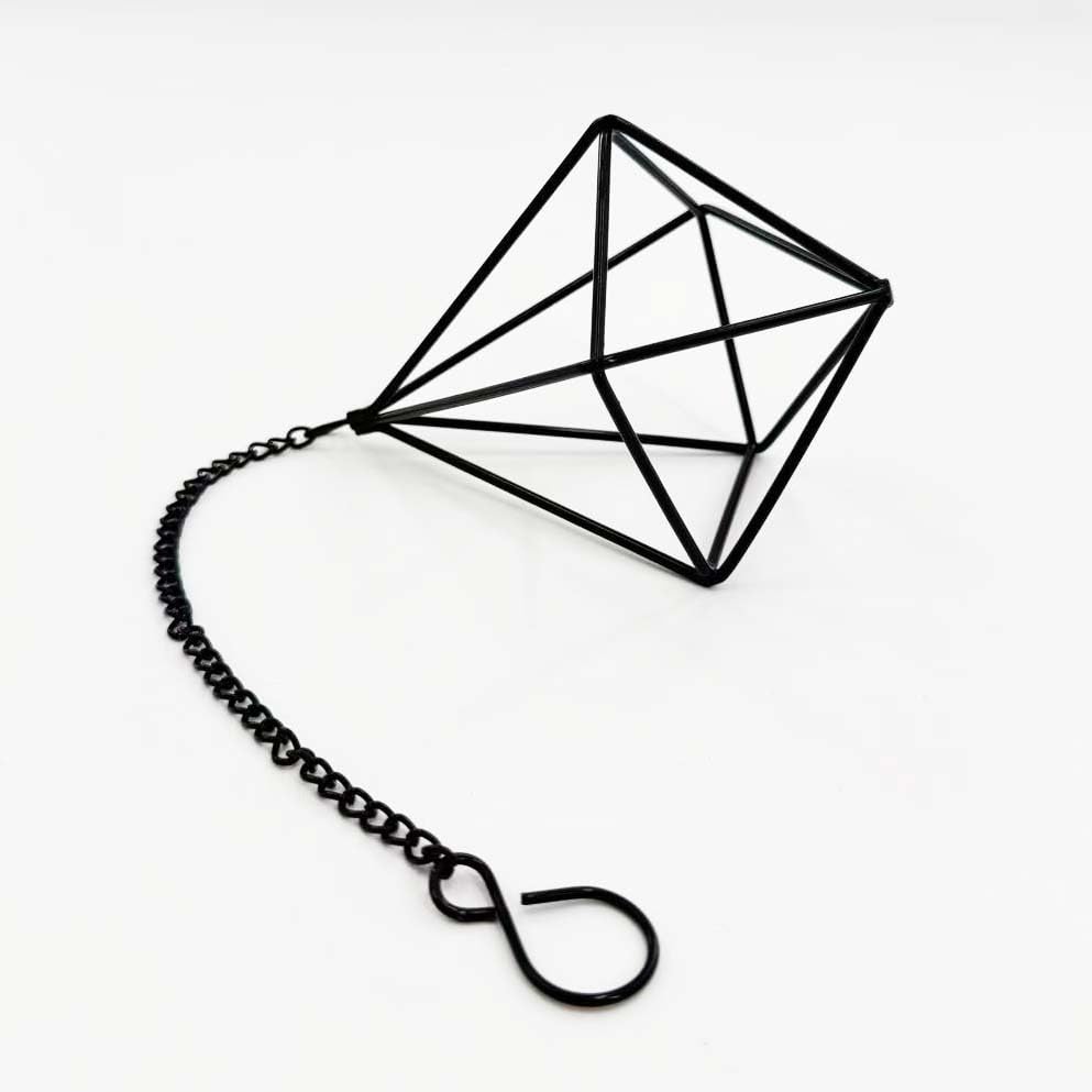 Clearance 6 Pack Hanging Metal Air Plant Holders with Chain, Black Geometric Tillandsia Air Plant Hanger Cages, 2 Styles Mini Iron Air Plants Live Holders for Home Office Garden Decor