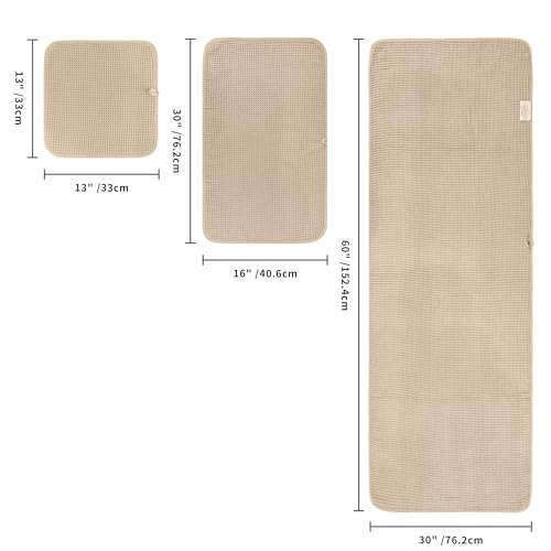 POLYTE 430 GSM Microfiber Quick Dry Lint Free Oversize Bath Towel Set, 6 Piece (Waffle Weave) - color: Beige,light Gray