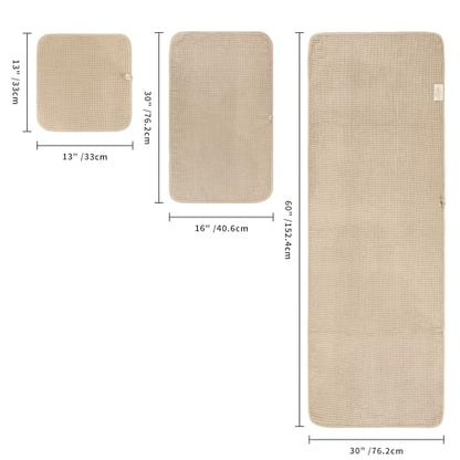 POLYTE 430 GSM Microfiber Quick Dry Lint Free Oversize Bath Towel Set, 6 Piece (Waffle Weave) - color: Beige,light Gray