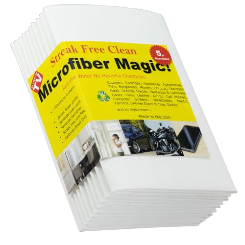 Microfiber Magic Streak Free Cleaning Cloth 10 Pack Clean Any Surface with Just Water Eco Friendly Perfect for Window, Mirror, Glass, Kitchen, Counters, Appliances, Car, Cycle, TV Screen - size: 10-Pack