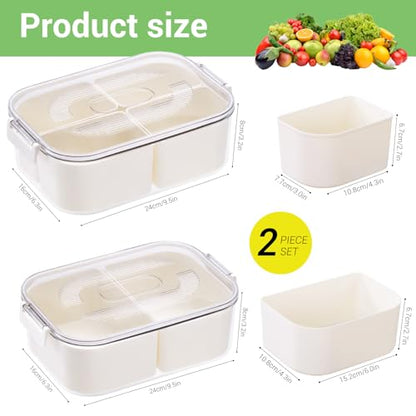 LUXEAR Small Snack Box Container 2 Pack, Dishwasher Safe&Freezer Safe Leak-Proof 4 Compartment Serving Tray with Lid, BPA-Free Divided Lunch Tray for Fruits, Candy, Charcuterie, Travel & Meal Prep | Portable Mini Snack Container with Lid, Clear Divided Tr