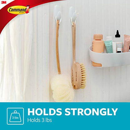 Command Bath Medium Hooks, 3 lb Capacity, 2-Hooks, 2-Strips, Organize Damage-Free - color: White, size: Medium