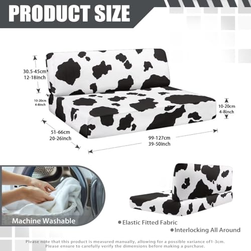 Cow Print RV Dinette Cushion Covers,Couch Cushion Slipcovers Stretch Camper Cushions Cover Replacement Sofa Slipover for Travel Trailer Couch Includes Backrest Cover & Bench Cover - color: Cow Print