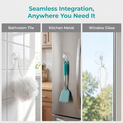 20 Suction Cup Hooks, Reusable Transparent PVC Suction Cups with Metal Hooks, Suitable for bathrooms, Kitchens, and Towel Jackets - color: 20 suction cup hooks transparent