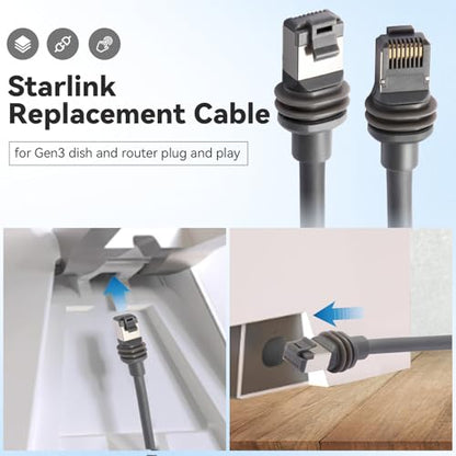 100FT Starlink Gen 3 Extension Cable, Waterproof Standard V3 Cable for Rectangular Starlink Satellite Dish (30.5M) - style: without spool