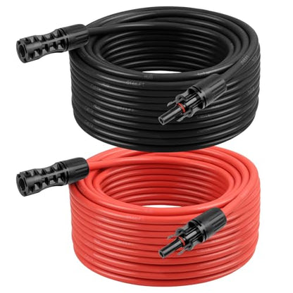 8 AWG Solar Extension Cable 50FT Black + 50FT Red, 8 Gauge Solar Panel Wire Male to Female Tinned Copper Wire for Solar Panel, Automotive, RV, Boat, Outdoors - size: 8AWG 50FT
