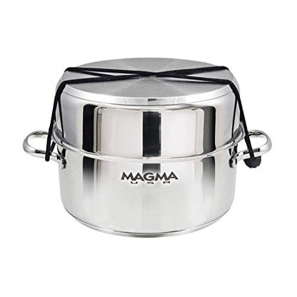 Magma 10 Piece Gourmet Nesting Stainless Steel Cookware Set with Ceramica Non-Stick, Induction Compatible, Oven Safe to 500°F - Suitable for All Stovetops, Removable Handles, Silver - color: Stainless Steel, style: 10 Piece, Non-stick