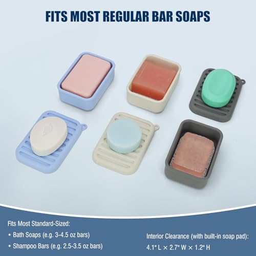 AIMAIAIMAI Leak-Proof Silicone Travel Soap Case with Drainage Lid/Layer, Compact Bar Soap Container, Durable Soap Holder for Camping, Gym, and Travel Size Toiletries (Gray) - color: Gray