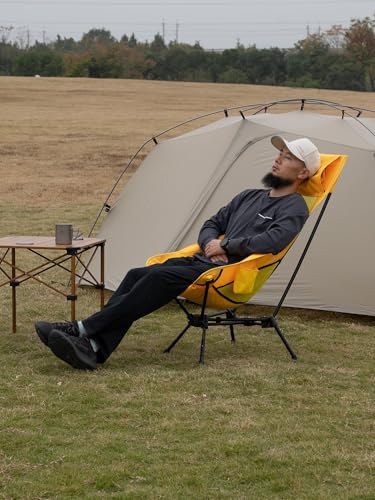iClimb Ultralight Compact Camping Folding Beach Chair with Anti-Sinking Large Feet (Yellow - Triangular Frame High Back) - color: Yellow (Triangular Frame High Back)