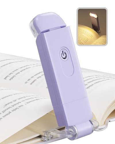 DEWENWILS USB Rechargeable Book Light for Reading in Bed, Clip-on LED Reading Lamps Portable Bookmark Lights for Kids, Book Lovers, Warm White, Brightness Adjustable for Eye Protection (Purple) - color: Purple
