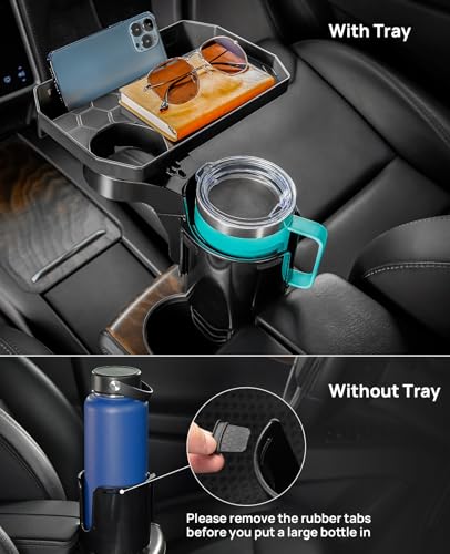 JoyTutus Car Cup Holder Expander, Automotive Cup Attachable Tray with 360° Rotation,Large Cup Holder Adapt Most Regular Cups with 18-40 oz, fit in 2.75-3.25 inch Car Holder - color: Black, size: 1Pack