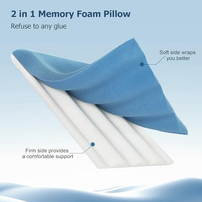 Winthome Memory Foam Pillow, Two-Sided Soft and Firm Neck Pillow for Sleeping, Suitable for Side, Back and Stomach Sleepers with Washable Cover - color: Blue