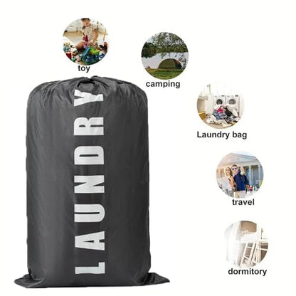 2 Pack XL Travel Laundry Bag, Dirty Clothes Organizer with Drawstring, Large Enough to Hold 4 Loads of Laundry， Easy Fit a Laundry Hamper or Basket，24" x 36" - color: Grey&+Pink